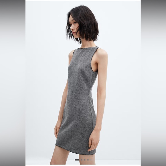 NWT Mango Women’s Black and Gray Short Knitted Mini Dress - Picture 2 of 14